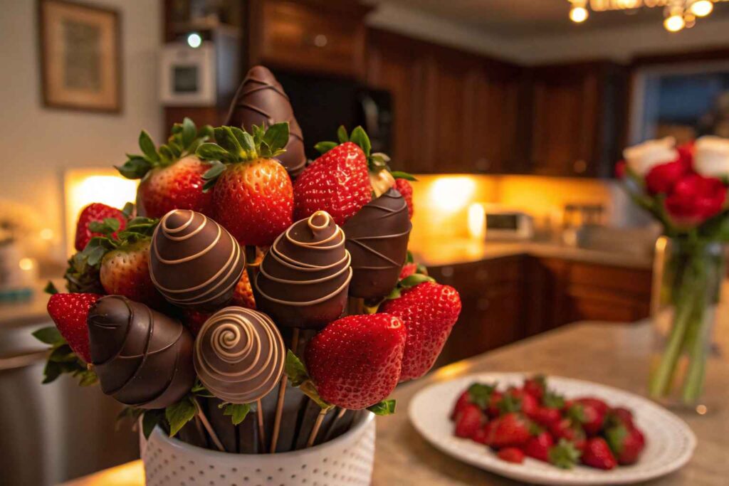 Chocolate covered strawberries bouquet