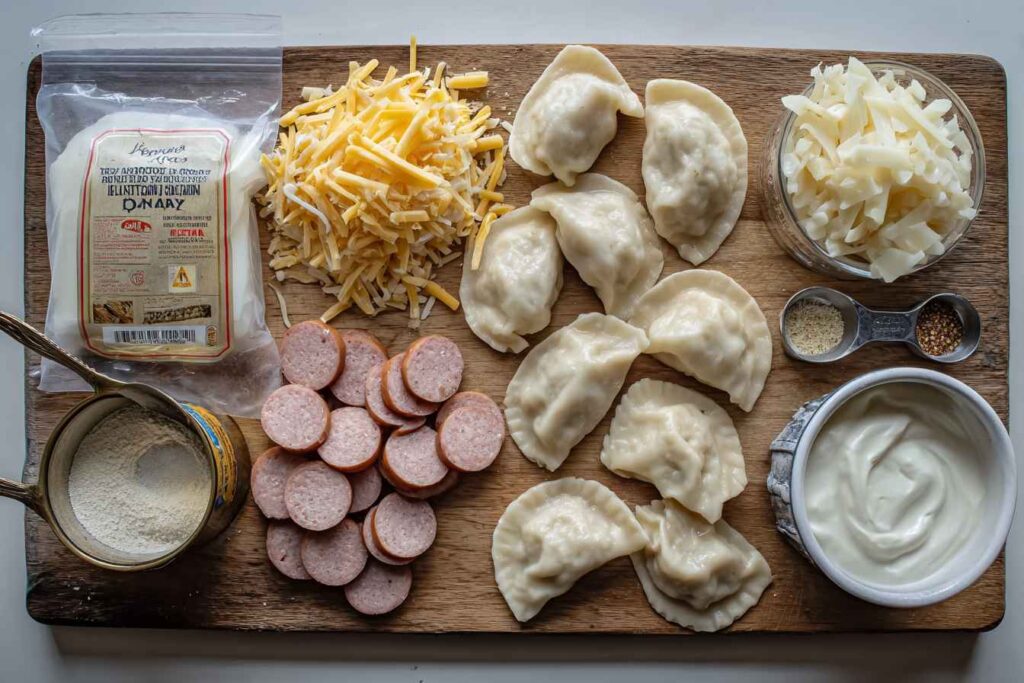 Crockpot Pierogi Casserole with Kielbasa