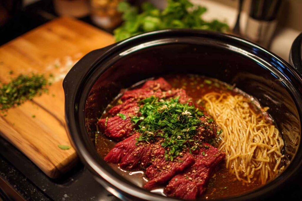 Slow Cooker Beef and Noodles